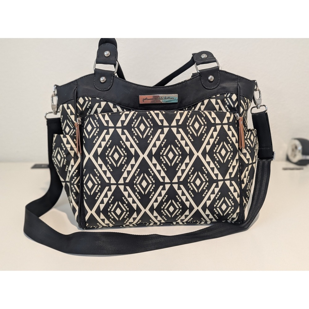 Petunia Pickle Bottom Downtown Tote Diaper Bag Black Cream Geometric Tribal